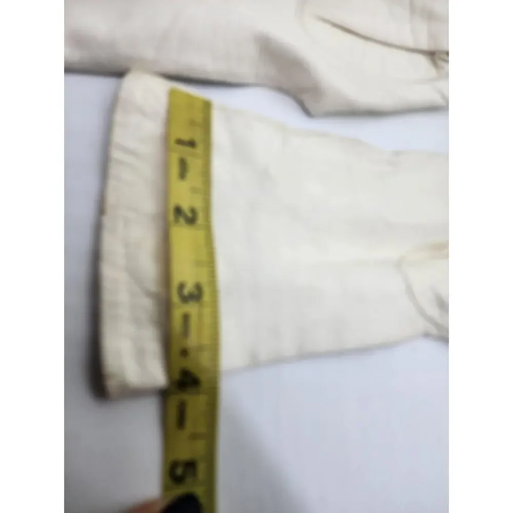 Vintage White Leather Gloves Womens Hand Embroidered Floral 1940s 50s